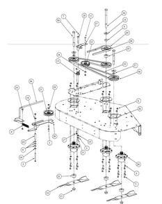 Fabricated Deck Spindle Assembly Diagram and Parts List for M48-KW 53BB5DAV750-19-HP Cub Cadet Lawn Tractor